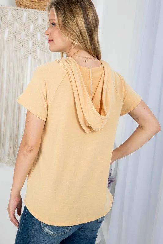 Plus Size Short Sleeve Hooded Sweatshirt