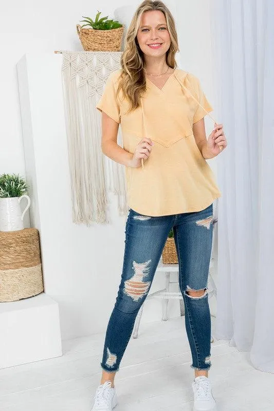 Plus Size Short Sleeve Hooded Sweatshirt