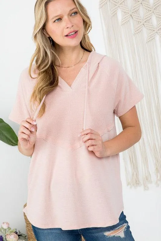 Plus Size Short Sleeve Hooded Sweatshirt
