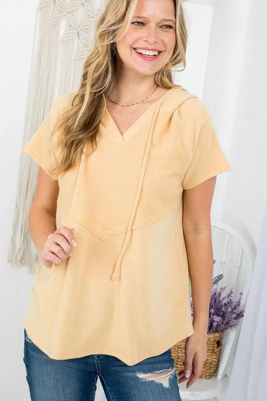Plus Size Short Sleeve Hooded Sweatshirt
