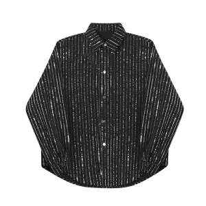 Pre Order:  Silver Pinstripes Loose Fit Shirt