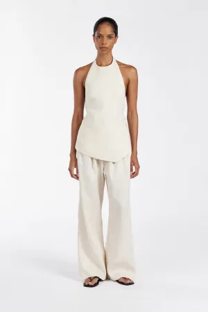 SERENA CREAM LINEN HALTER TOP