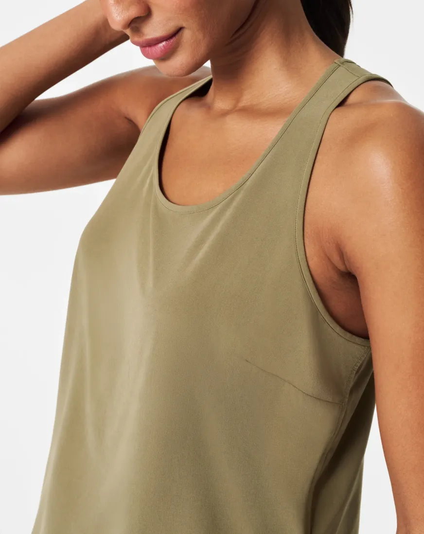 Spanx Casual Friday Curved Hem Tank Olive