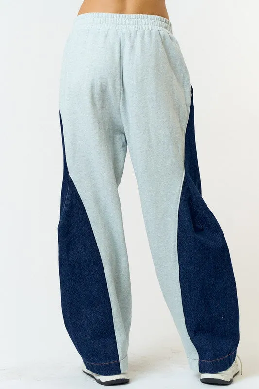 Stretch Denim Halter Top And Jogger Set