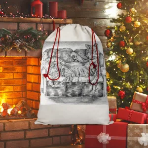 Tiger on a Couch Sublimation Linen Drawstring Sack