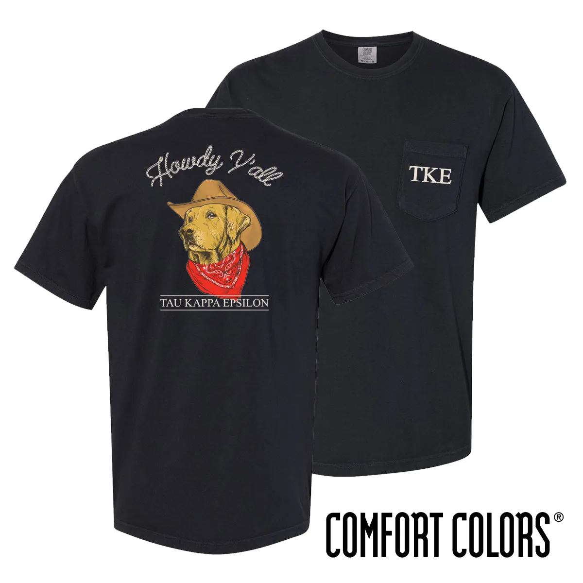 TKE Comfort Colors Cowboy Retriever Black Short Sleeve Pocket Tee