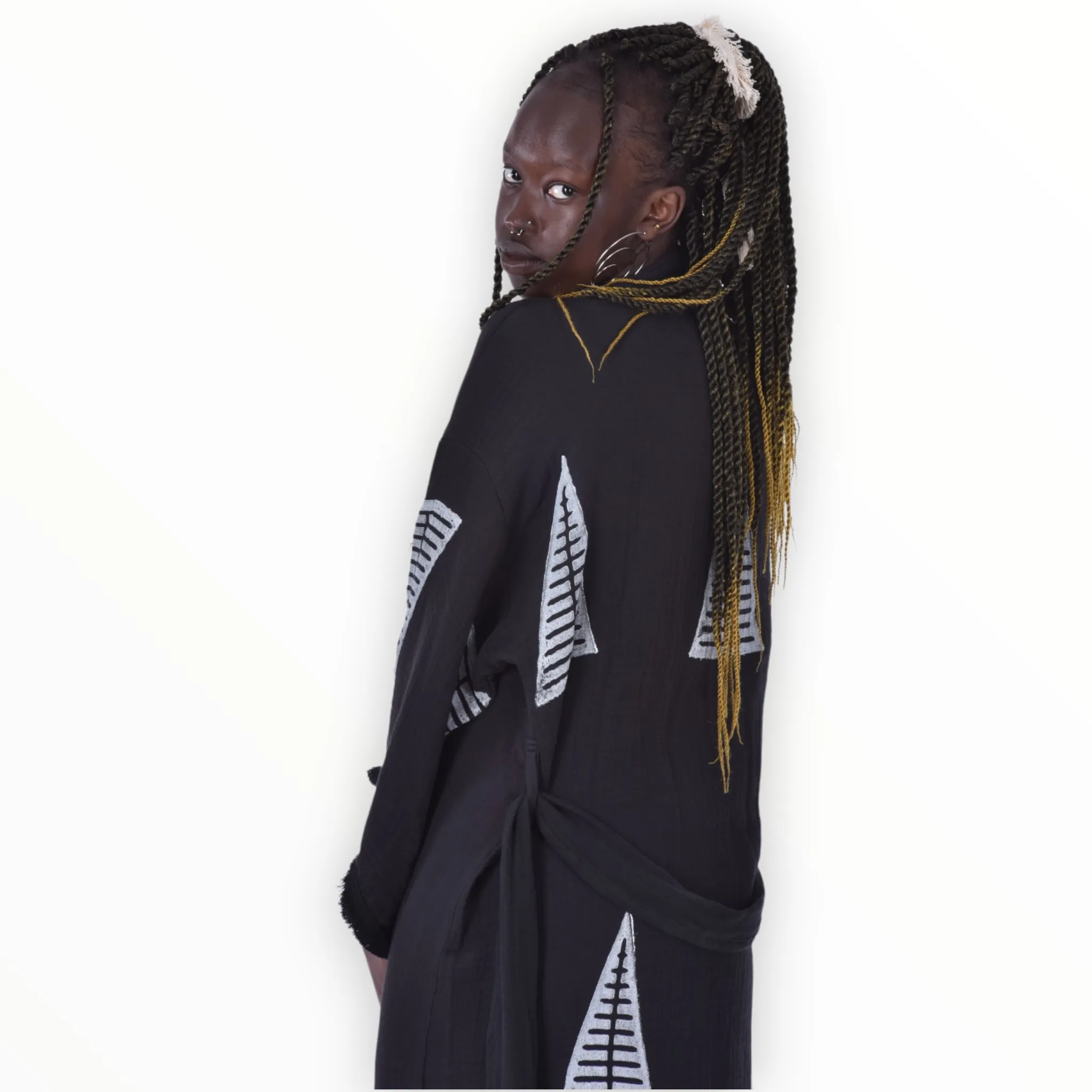 Turkish Towel Kimono Kaftan, Bathrobe - Pyramid Design Beach Kimono