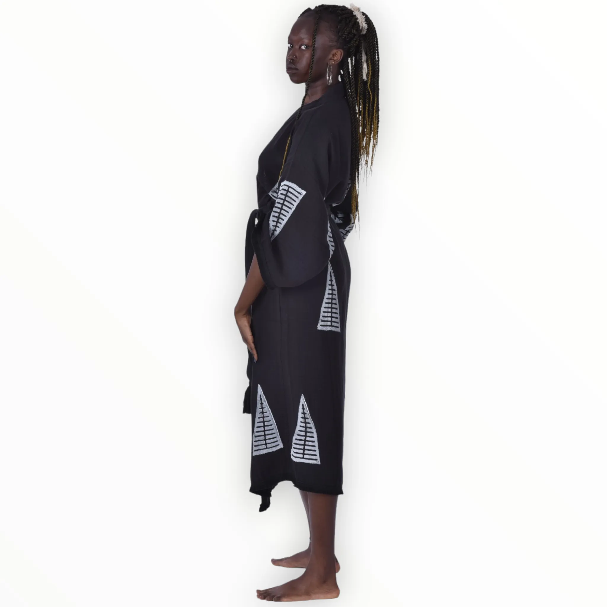 Turkish Towel Kimono Kaftan, Bathrobe - Pyramid Design Beach Kimono