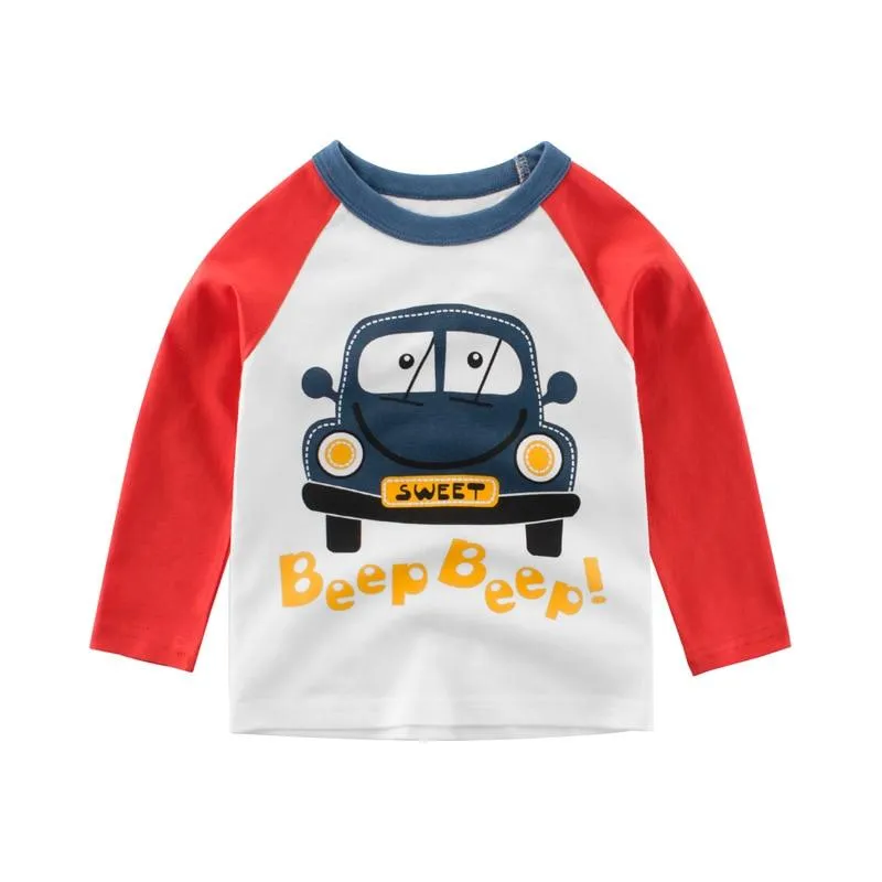Unisex Kids Cotton Long Sleeve Cartoon Images Design T-Shirts