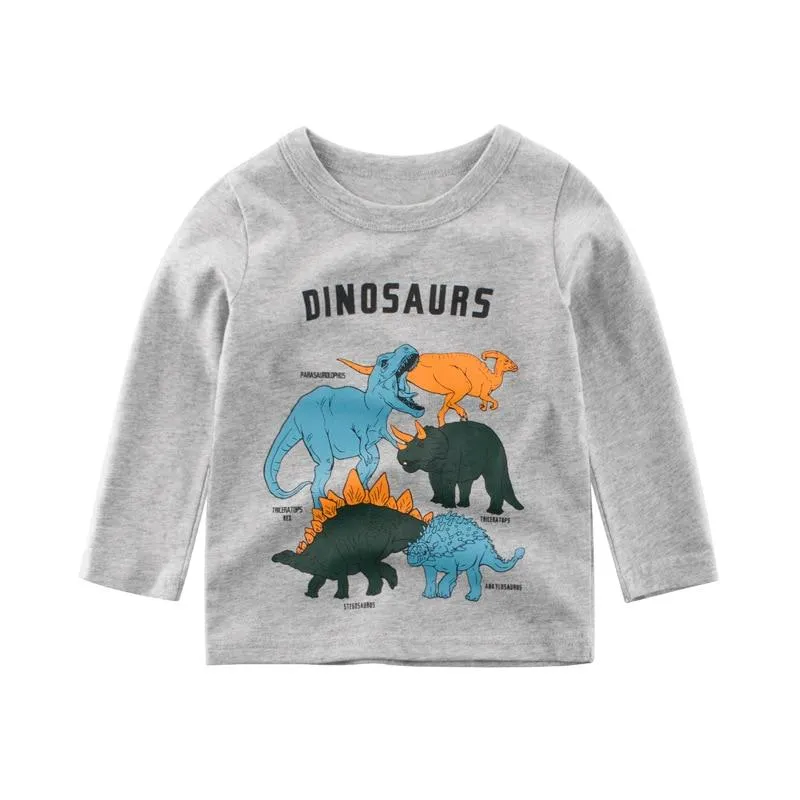 Unisex Kids Cotton Long Sleeve Cartoon Images Design T-Shirts