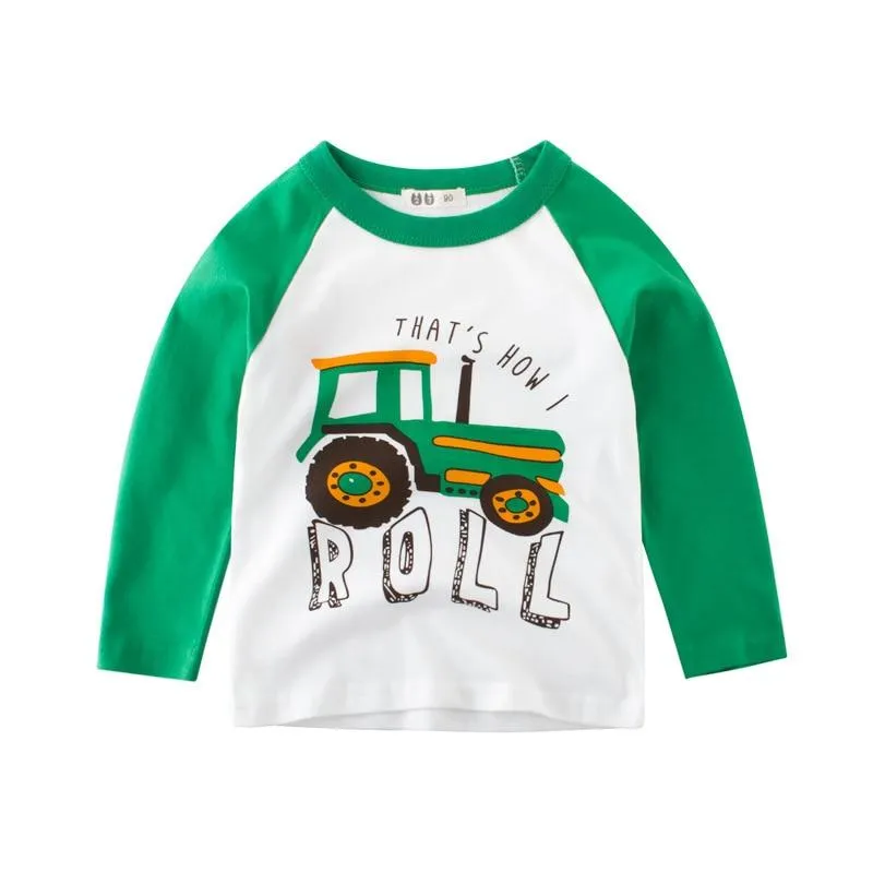 Unisex Kids Cotton Long Sleeve Cartoon Images Design T-Shirts