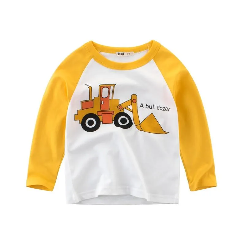 Unisex Kids Cotton Long Sleeve Cartoon Images Design T-Shirts