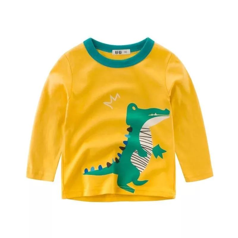 Unisex Kids Cotton Long Sleeve Cartoon Images Design T-Shirts