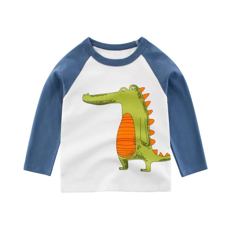 Unisex Kids Cotton Long Sleeve Cartoon Images Design T-Shirts