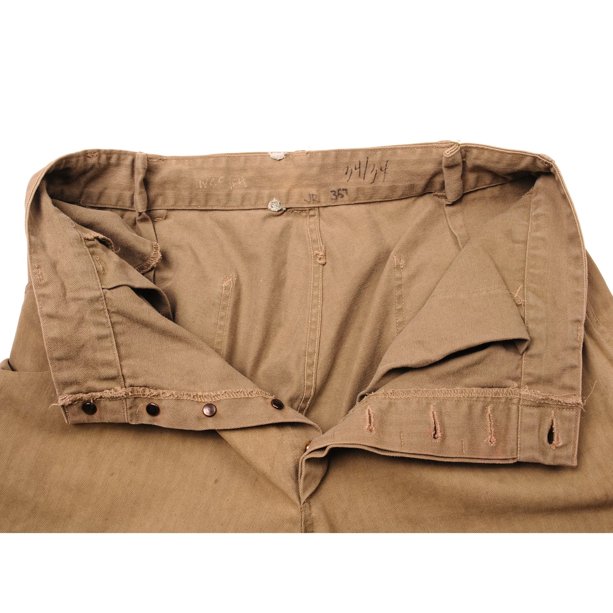 VINTAGE USMC M-1941 HBT UTILITY TROUSERS KHAKI PANTS 1ST PATTERN WW2 ERA SIZE 32X33