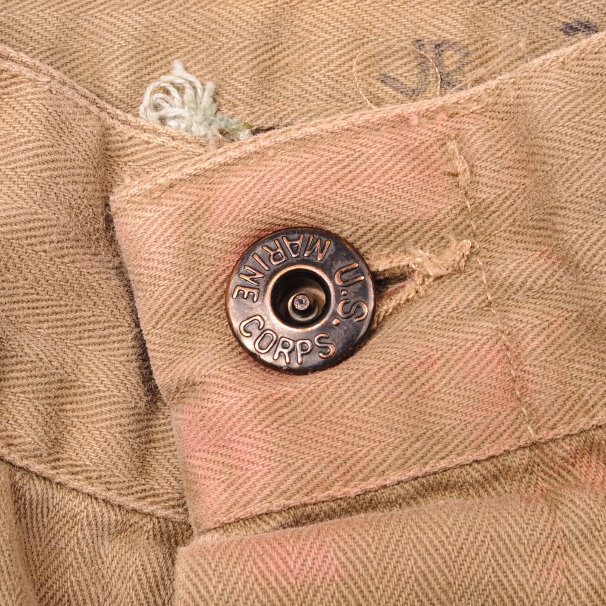 VINTAGE USMC M-1941 HBT UTILITY TROUSERS KHAKI PANTS 1ST PATTERN WW2 ERA SIZE 32X33