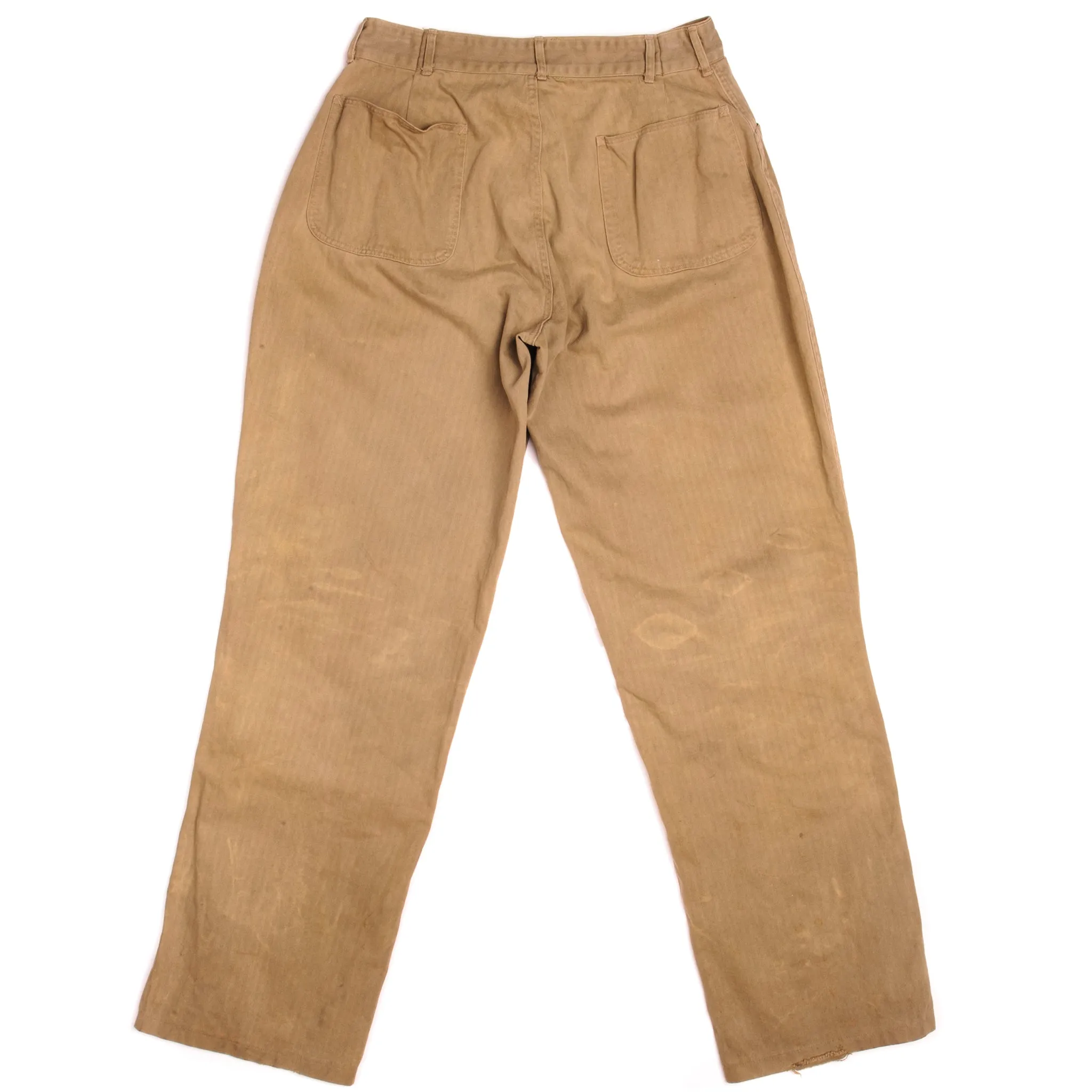 VINTAGE USMC M-1941 HBT UTILITY TROUSERS KHAKI PANTS 1ST PATTERN WW2 ERA SIZE 32X33