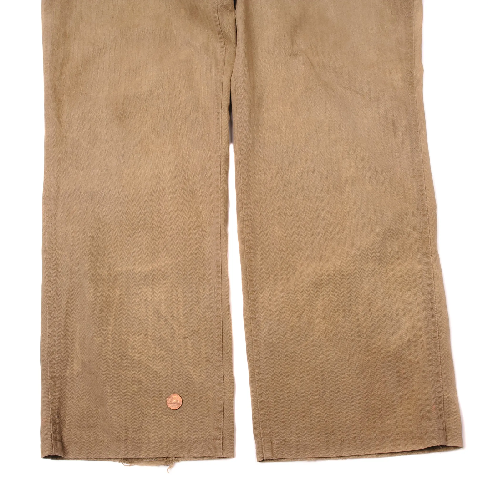VINTAGE USMC M-1941 HBT UTILITY TROUSERS KHAKI PANTS 1ST PATTERN WW2 ERA SIZE 32X33