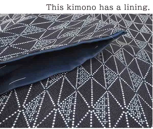 Washable pre-tailored Lined KIMONO【M】(Diamond pattern designed with dots pattern.)