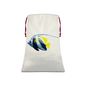 White Black Fish Stripe Sublimation Linen Drawstring Sack