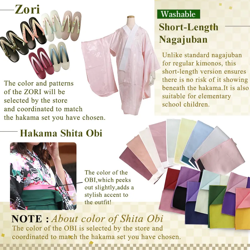 Woman's Kimono and Hakama 12 piecce FULL set
